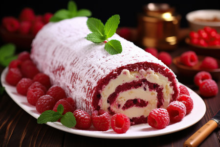 Homemade delicious raspberry rollの素材