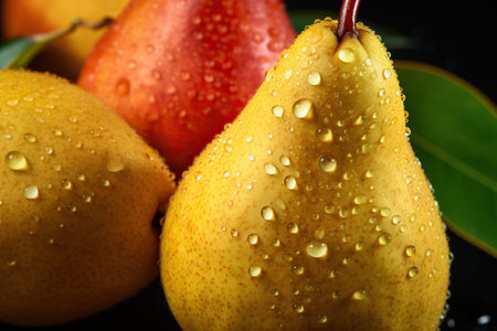 fresh and wet pear fruitの素材