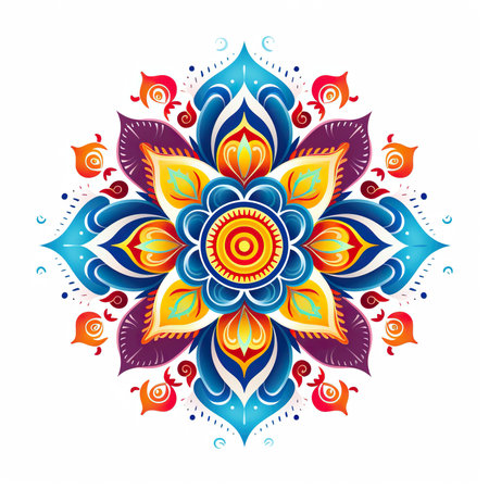 Hindu mandala on white backgroundの素材
