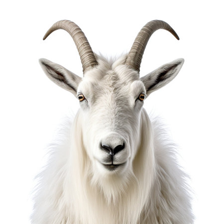 Mountain goat head on white backgroundの素材