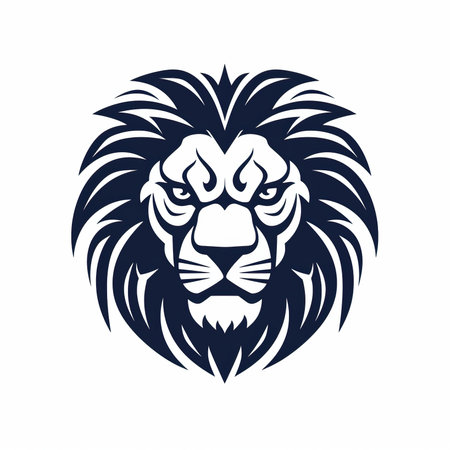 Lion face logo icon on white backgroundの素材