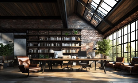 Modern office interior in loft industrial styleの素材