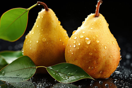 fresh and wet pear fruitの素材