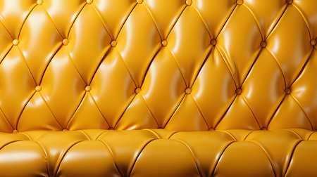 Beautiful yellow leather upholstery sofa with buttons.の素材
