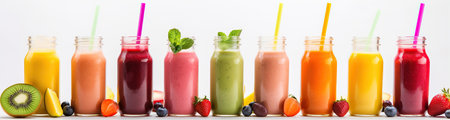 Row of healthy fresh fruit and vegetable smoothies with a df98962b-3b6b-4fc1-b329-702e293452d4-standard-scale-3 20xの素材