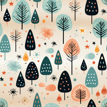 simple doodle christmas patternの素材