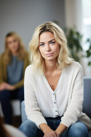Mental Health Professional female in background psychologist's officeの素材