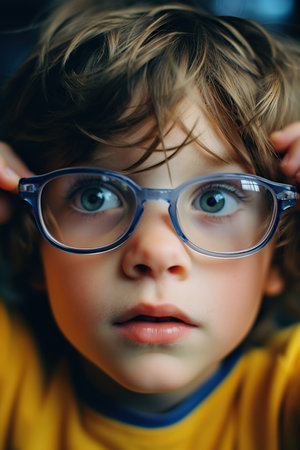 Close-up funny Child with glassesの素材