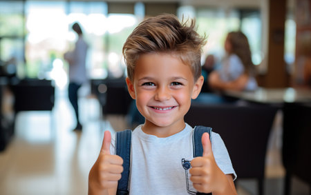 Happy boy after a new hairstyle at the hairdresserの素材