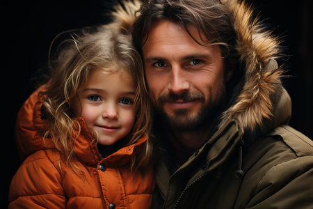 portrait of father hug daughterの素材