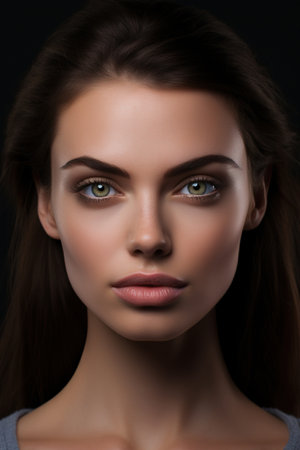 Woman with anatomically perfect female faceの素材