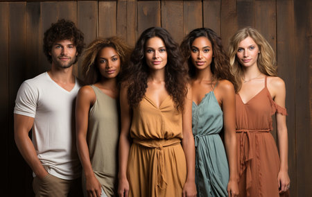 A group of beautiful multi racial peopleの素材