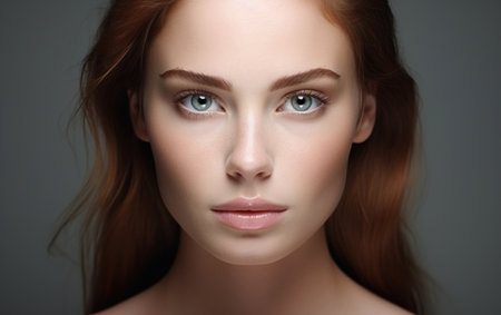 Woman with anatomically perfect female faceの素材