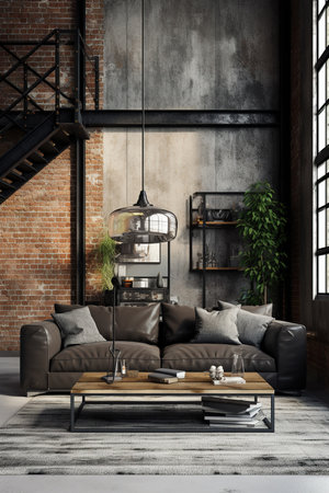 Living room loft in industrial styleの素材