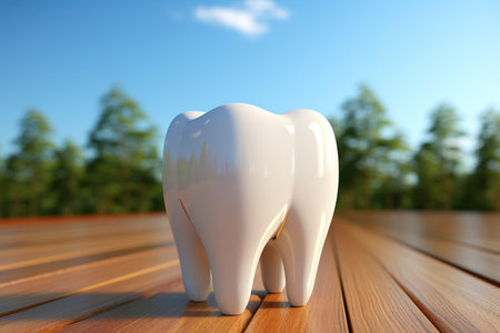 A tooth on blue backgroundの素材