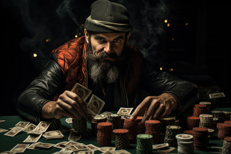 A man plays pokerの素材