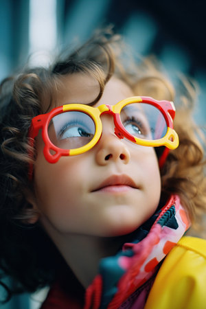 Close-up funny Child with glassesの素材