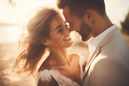 Happy beautiful newlyweds.の素材