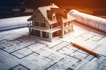 Architecture design drawings building modelの素材