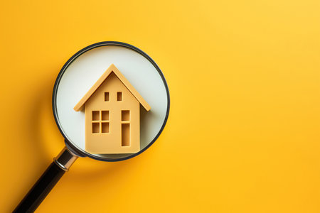 magnifying lens with a house sold backgroundの素材