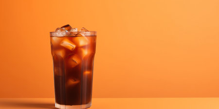 Delicious Iced Cold Brew Coffee Isolated on a Orange Backgroundの素材
