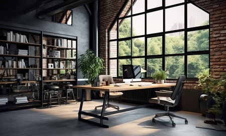 Modern office interior in loft industrial styleの素材
