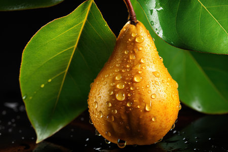 fresh and wet pear fruitの素材