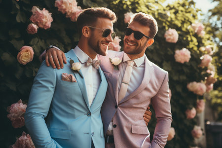 Handsome Gay Couple - Wedding photo. Gay couple wedding.の素材