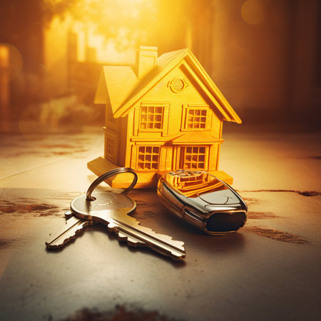 Gold house and car keyの素材