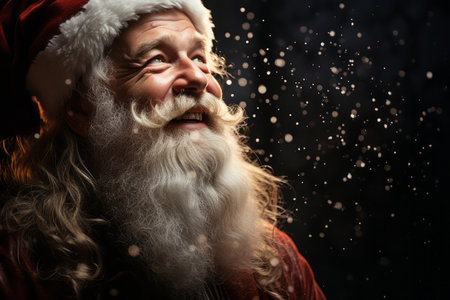 A Santa clause blowing snow flakesの素材