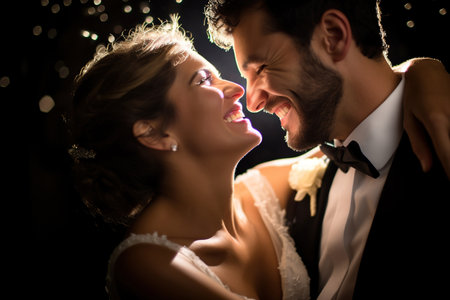 Happy wedding photography of bride and groom at weddingの素材