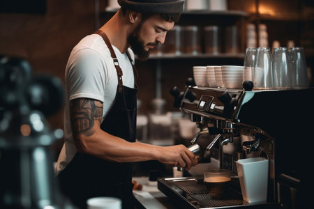 Professional barista making coffeeの素材