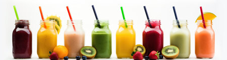 Row of healthy fresh fruit and vegetable smoothies with a 063d30d3-6a63-4c8c-ac26-5aa677fb2799-standard-scale-3 20xの素材