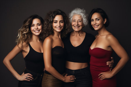 Female models of different ages celebrate their natural bodyの素材