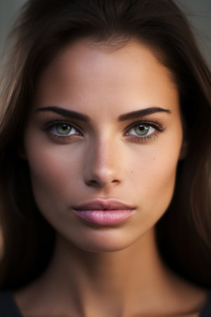 Woman with anatomically perfect female faceの素材