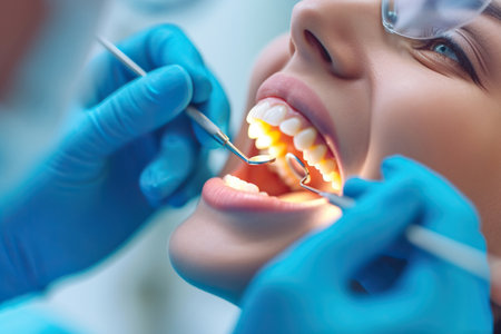 Below view of dentist during teeth examinationの素材