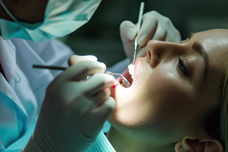 Below view of dentist during teeth examinationの素材