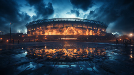 stadium at night in eveningの素材