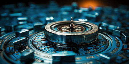 Business navigate recovery, Abstract, The compass navigate for businessmen to resume business growth in the economic crisis, Rethink, Reinvent and Recoverの素材