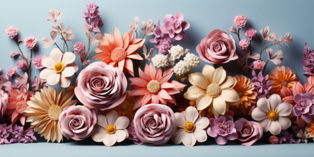 Unusual flowers on white backdrop. Floral decoration.の素材