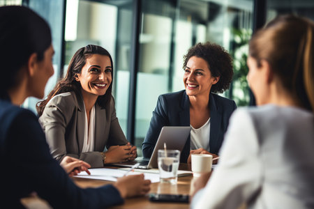 Group of businesswomen having a meeting in a boardroom