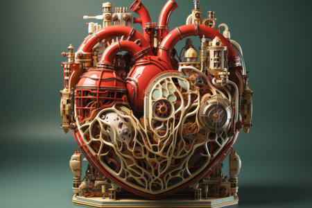 medical heart, witty and clever cartoons, functional aesthetics, utilizes, timeless nostalgia, green and crimsonの素材