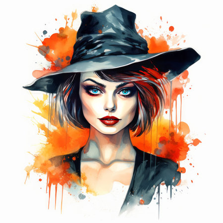 Watercolor, a pop art style, lifestyle and Halloween, white background,の素材