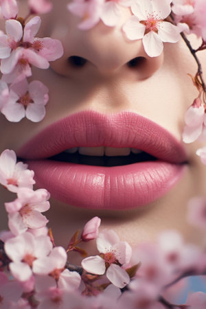 close up mouth make up springの素材