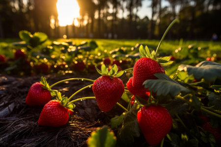 strawberry fields ultra detailed look front to the sunの素材