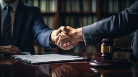 Businessman shaking hands to seal a deal with his partnerの素材