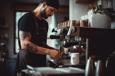 Professional barista making coffeeの素材