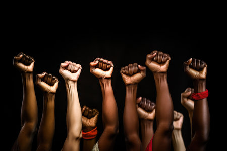 Fists raised for equalityの素材