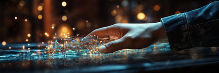 AI, Machine learning, Hand of robot touching on big data network, revolution of AI, Data exchange, deep learning, Science and artificial intelligence technology, innovation of futuristicの素材
