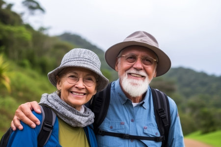 A happy seniors couple in travelingの素材